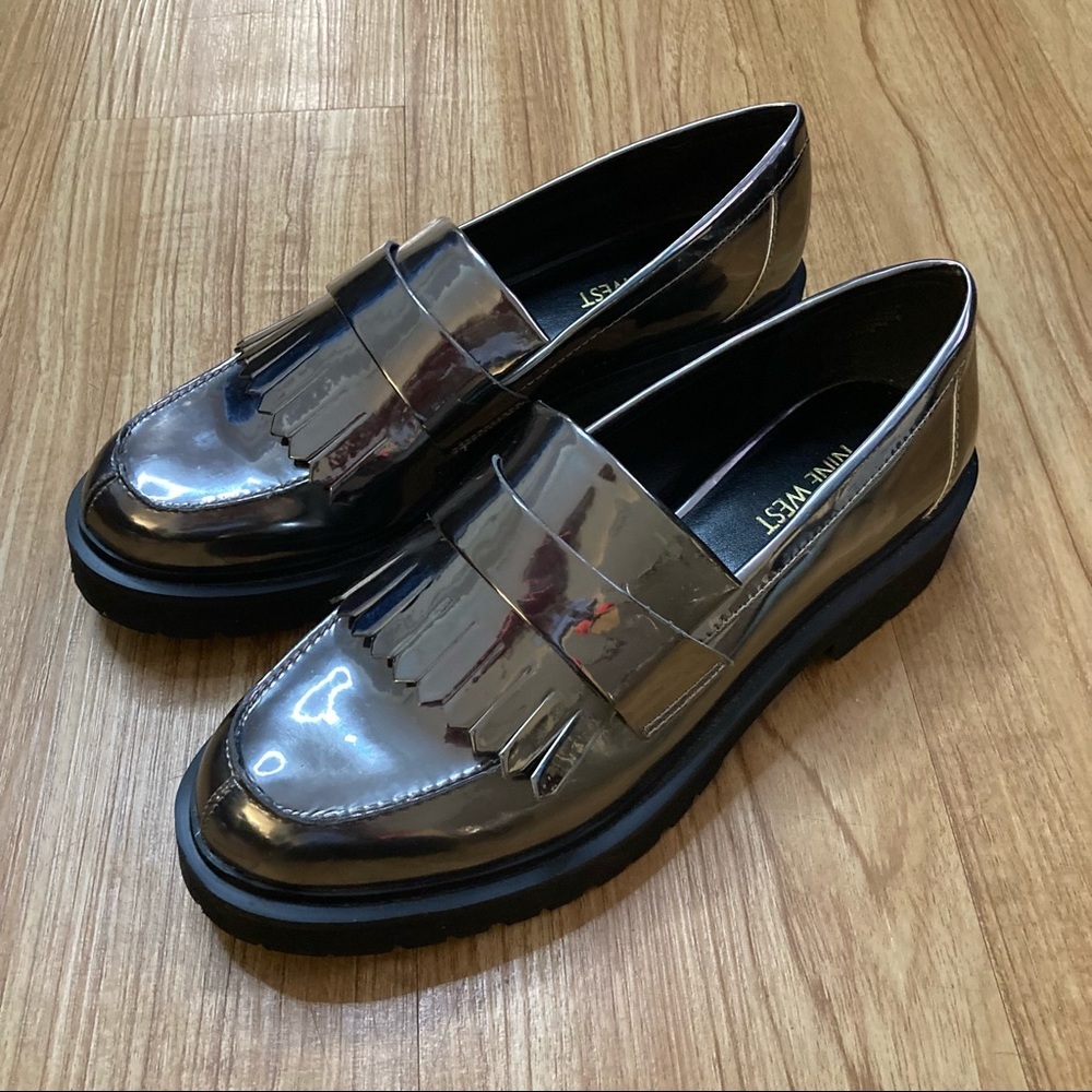 Nine West Metallic Chunky Loafers NWOT